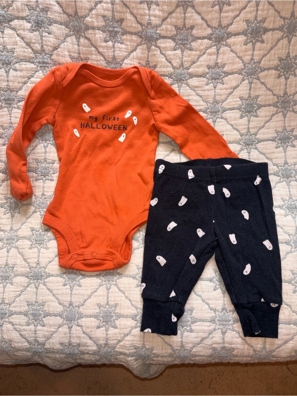 My first Halloween matching set baby clothes